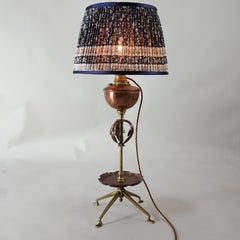 W. A. S. Benson Arts & Crafts copper & brass lamp