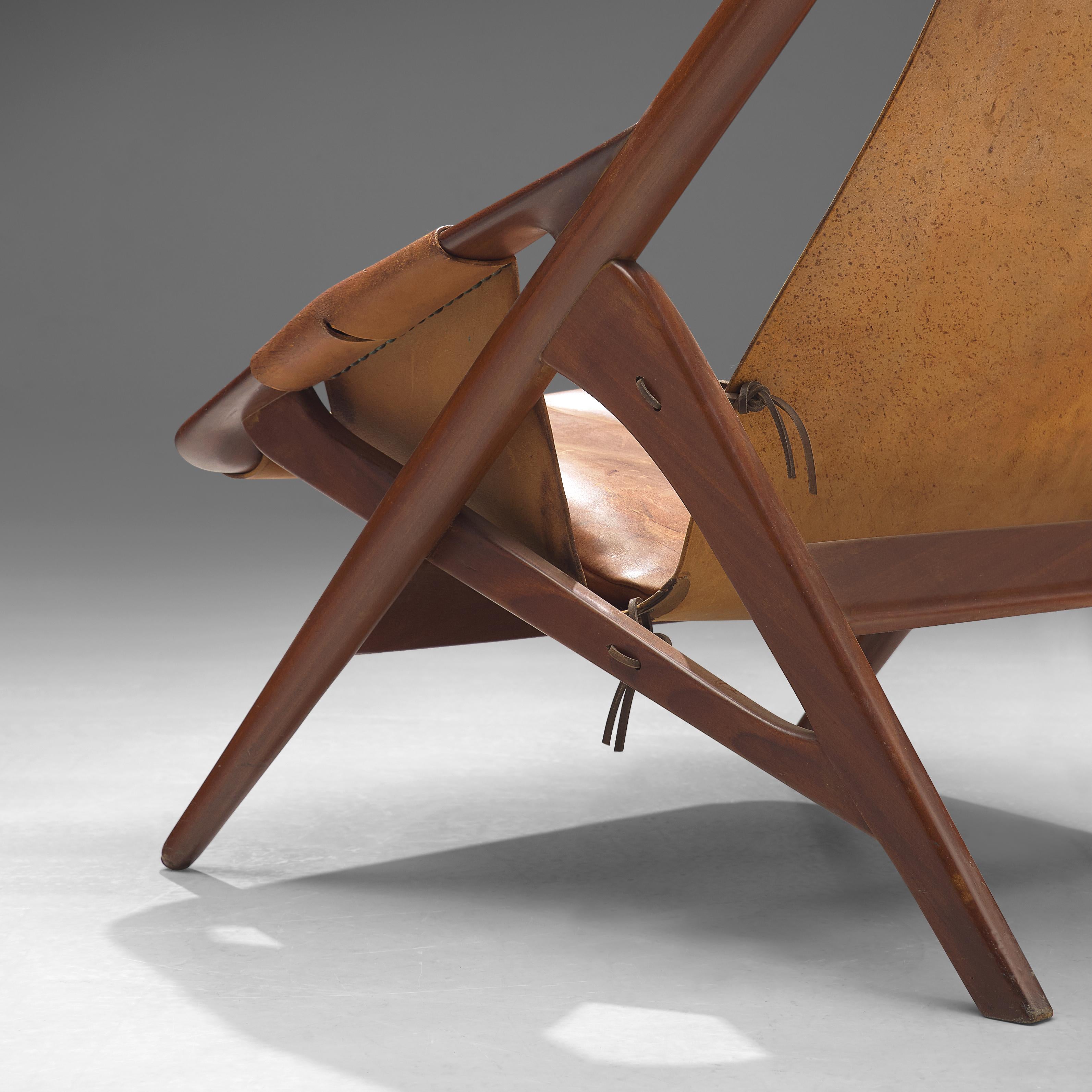 W. Andersag Lounge Chair in Patinated Cognac Leather and Teak  1