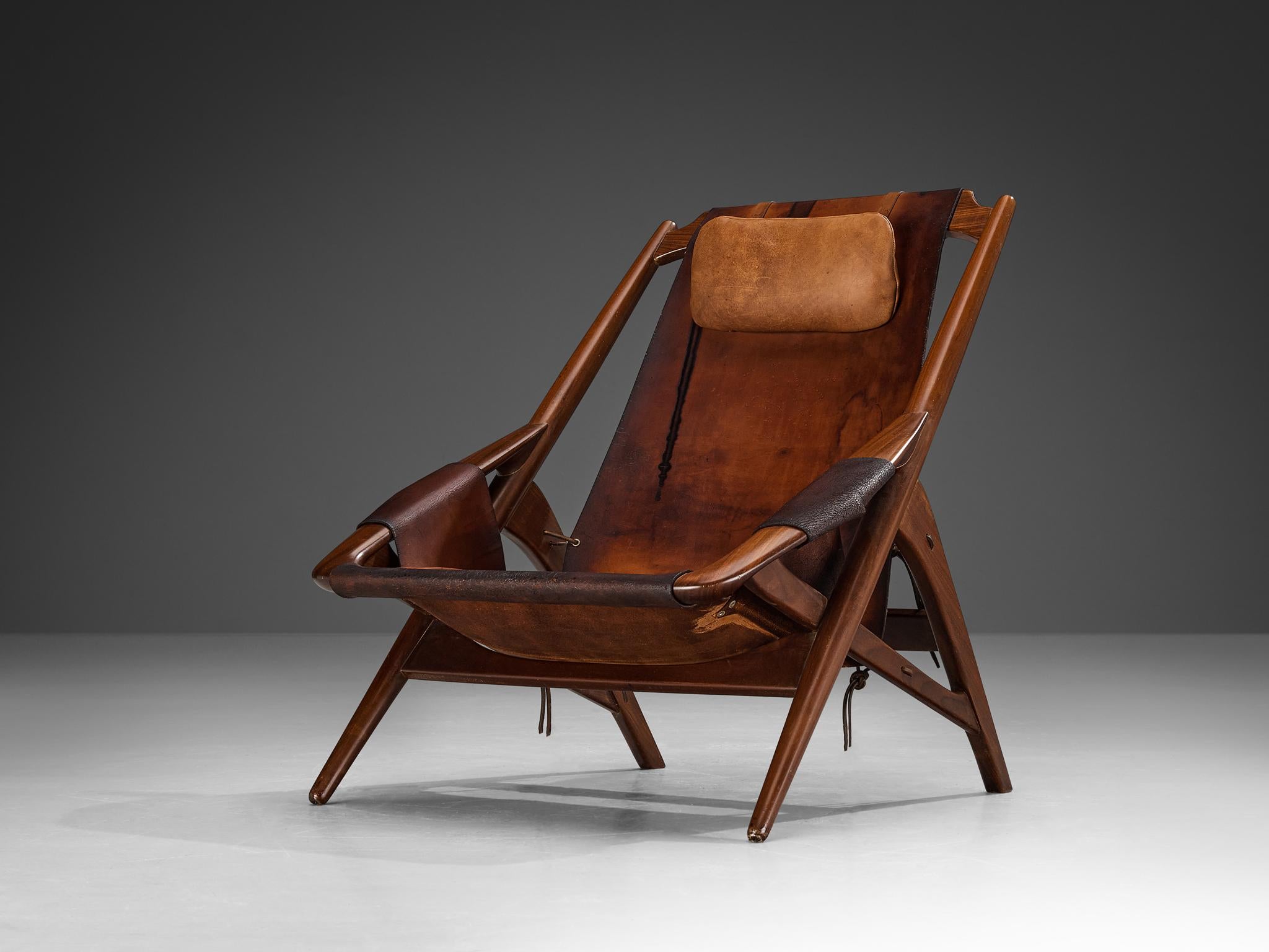 W. Andersag Lounge Chair in Patinated Cognac Leather and Teak  For Sale 3