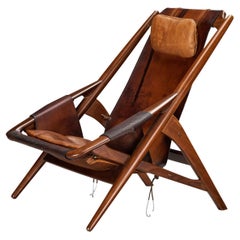 Retro W. Andersag Lounge Chair in Patinated Cognac Leather and Teak 