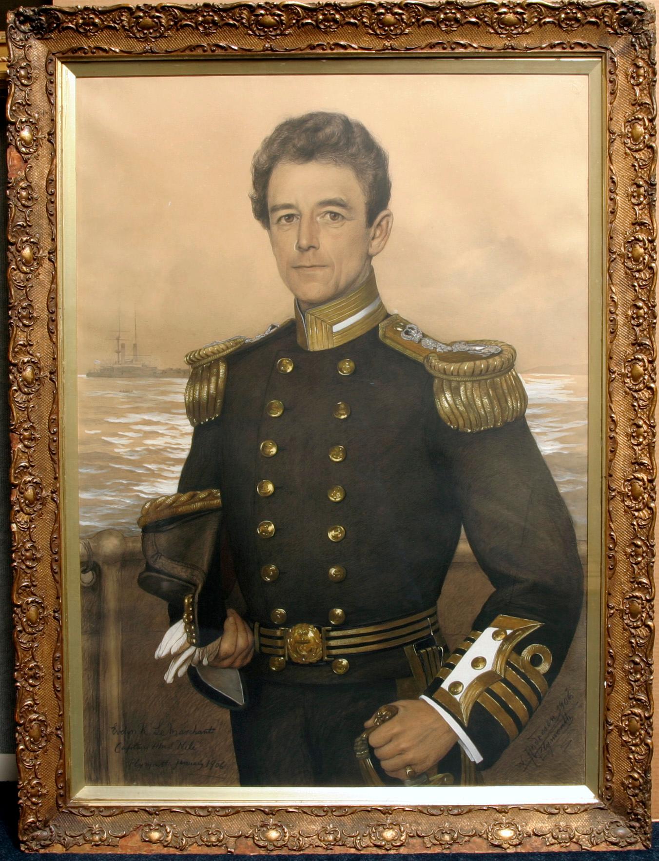 Pair of Portraits, Captain and Mrs. Evelyn R. Le Marchant - Painting by W. Andresen