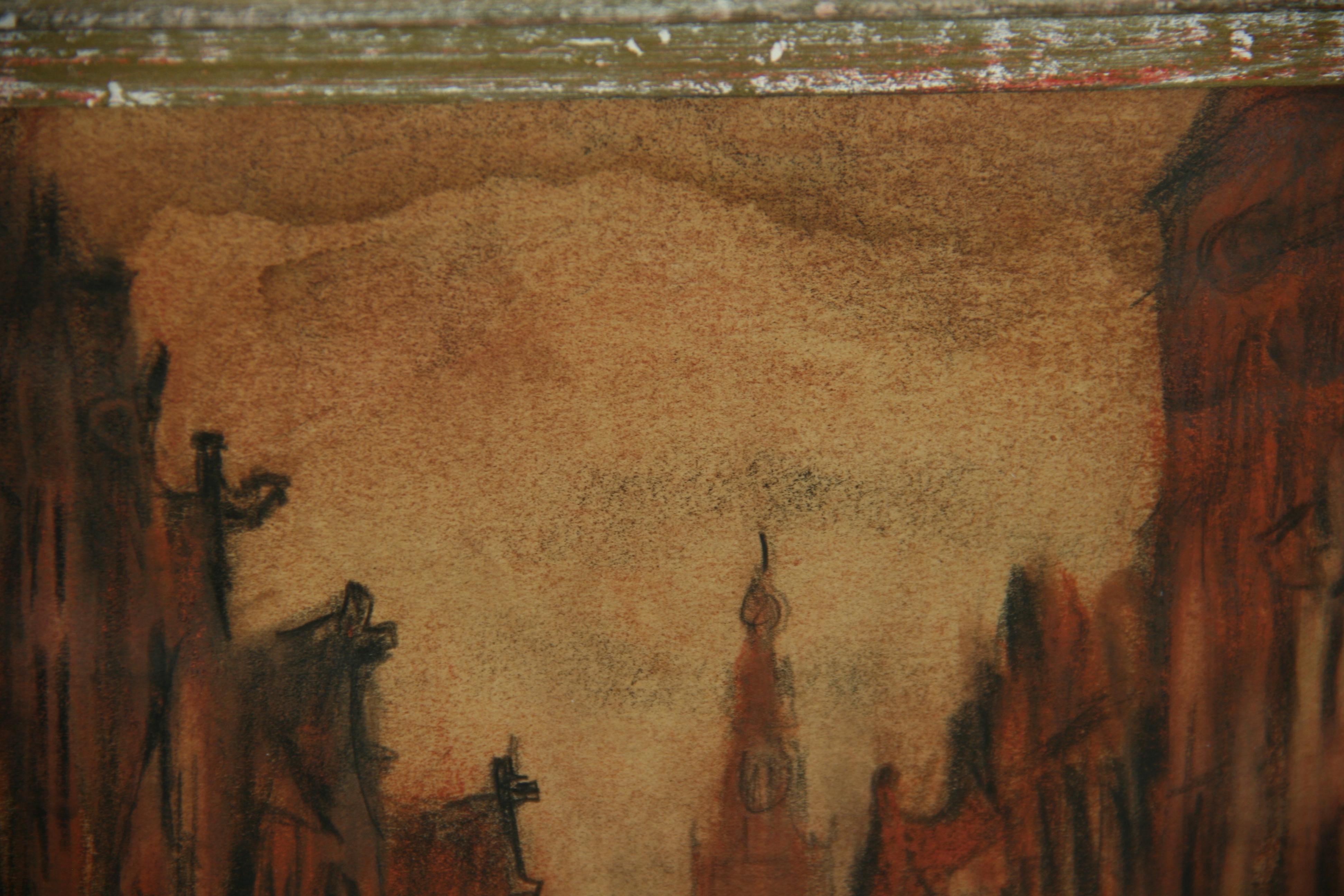 Antiquities Amsterdam  Paysage pastel de scènes de canaux 1948 en vente 3