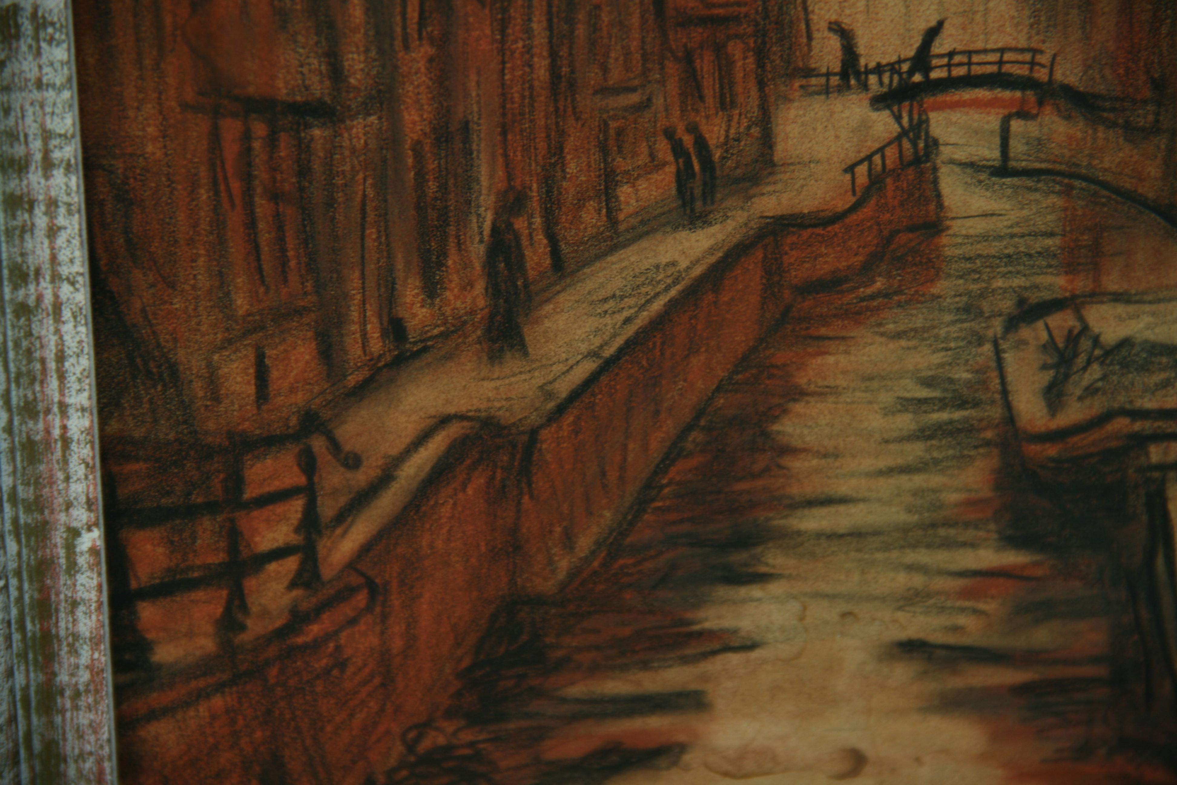 Antiquities Amsterdam  Paysage pastel de scènes de canaux 1948 en vente 4