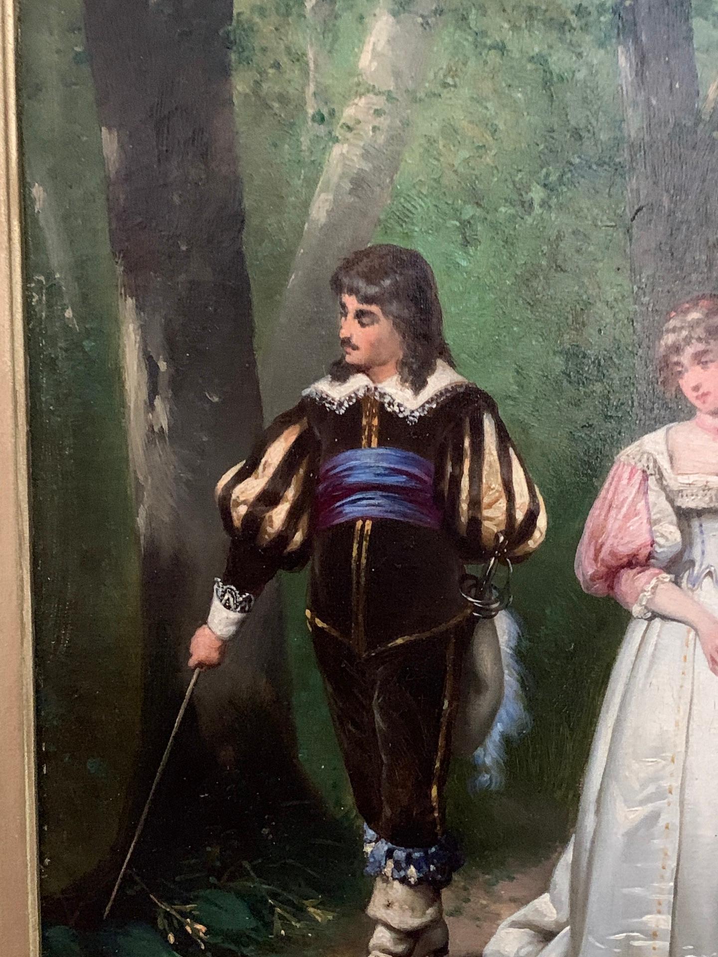 Scena francese del XIX secolo di amanti che passeggiano in un giardino, in costume del XVII secolo

 telaio originale

Meravigliosa scena di genere classico del XIX secolo, dipinta con grande abilità e delicatezza.

L'artista ha catturato molto bene