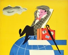 Original Vintage Poster Orbis Travel Agency Poland Tourism World Polish Design