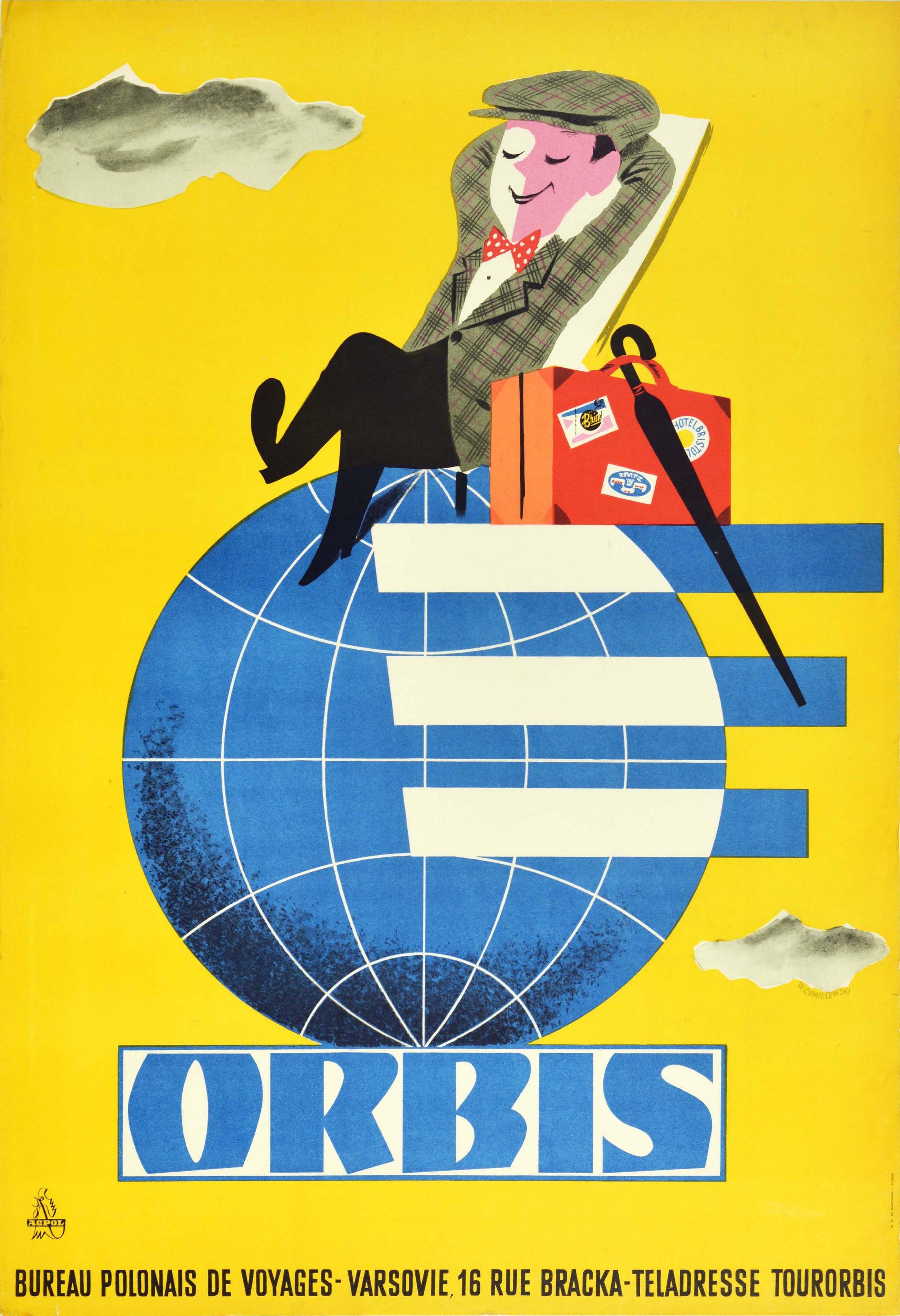 Print di W Chmielewski - Poster d'epoca originale dell'agenzia di viaggi Orbis Polonia Turismo Mondo Design polacco