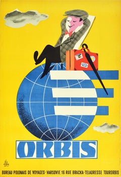 Original Vintage Poster Orbis Travel Agency Poland Tourism World Polish Design
