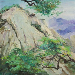 W. D. Paesaggio Pittura ad olio originale "Punta in alto