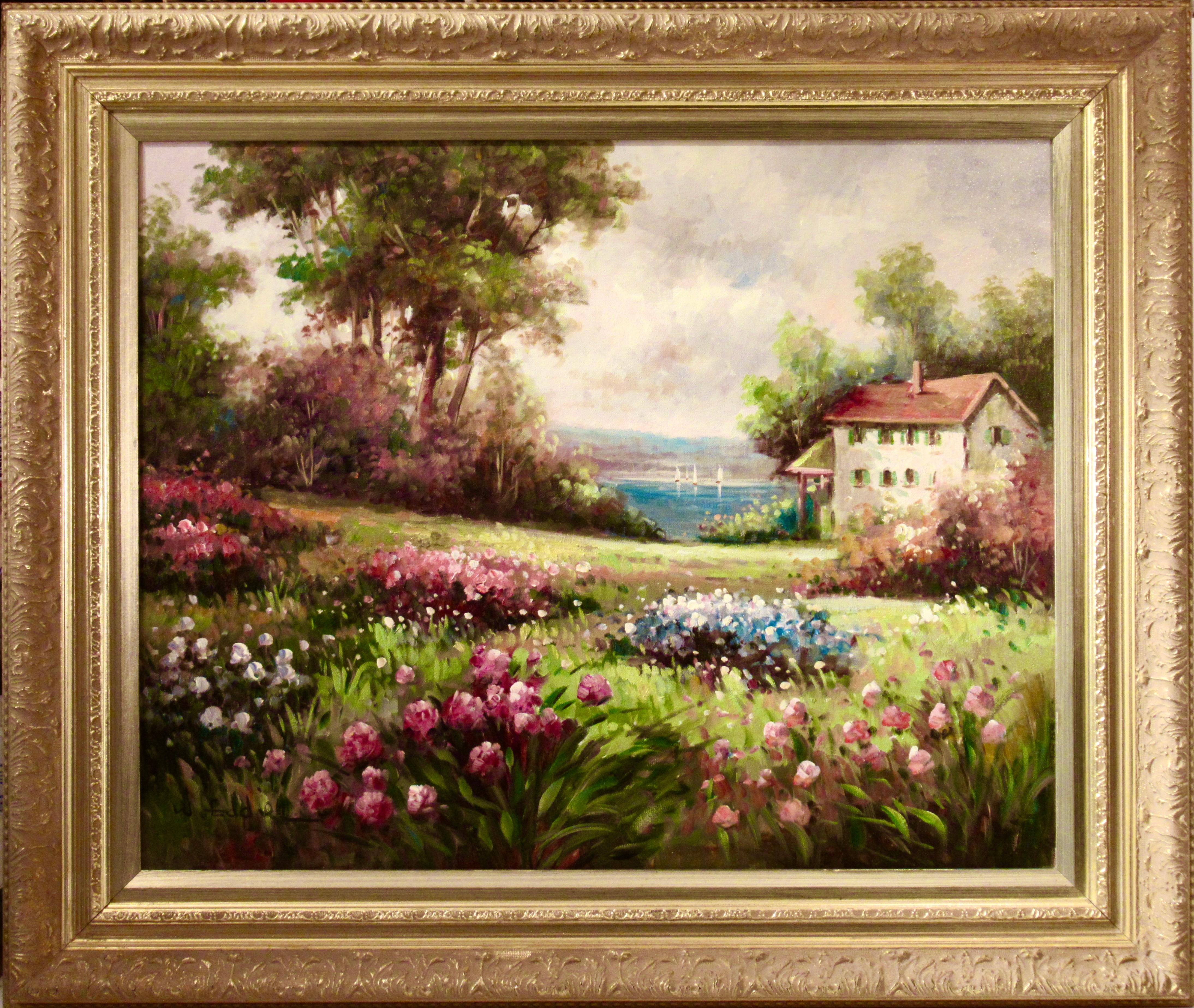 Figurative Painting di W. Eddie - Paesaggio con fiori