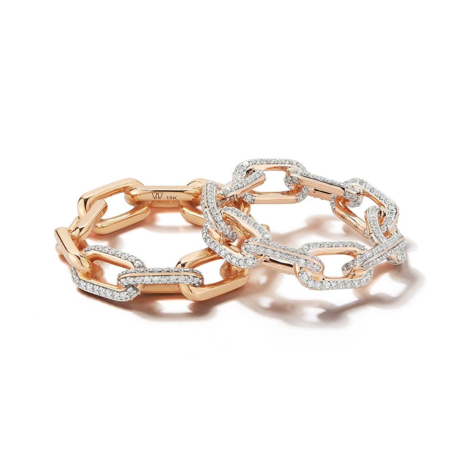 For Sale:  Walters Faith 18 Karat Rose Gold and Diamond Large Chain Link Ring 4