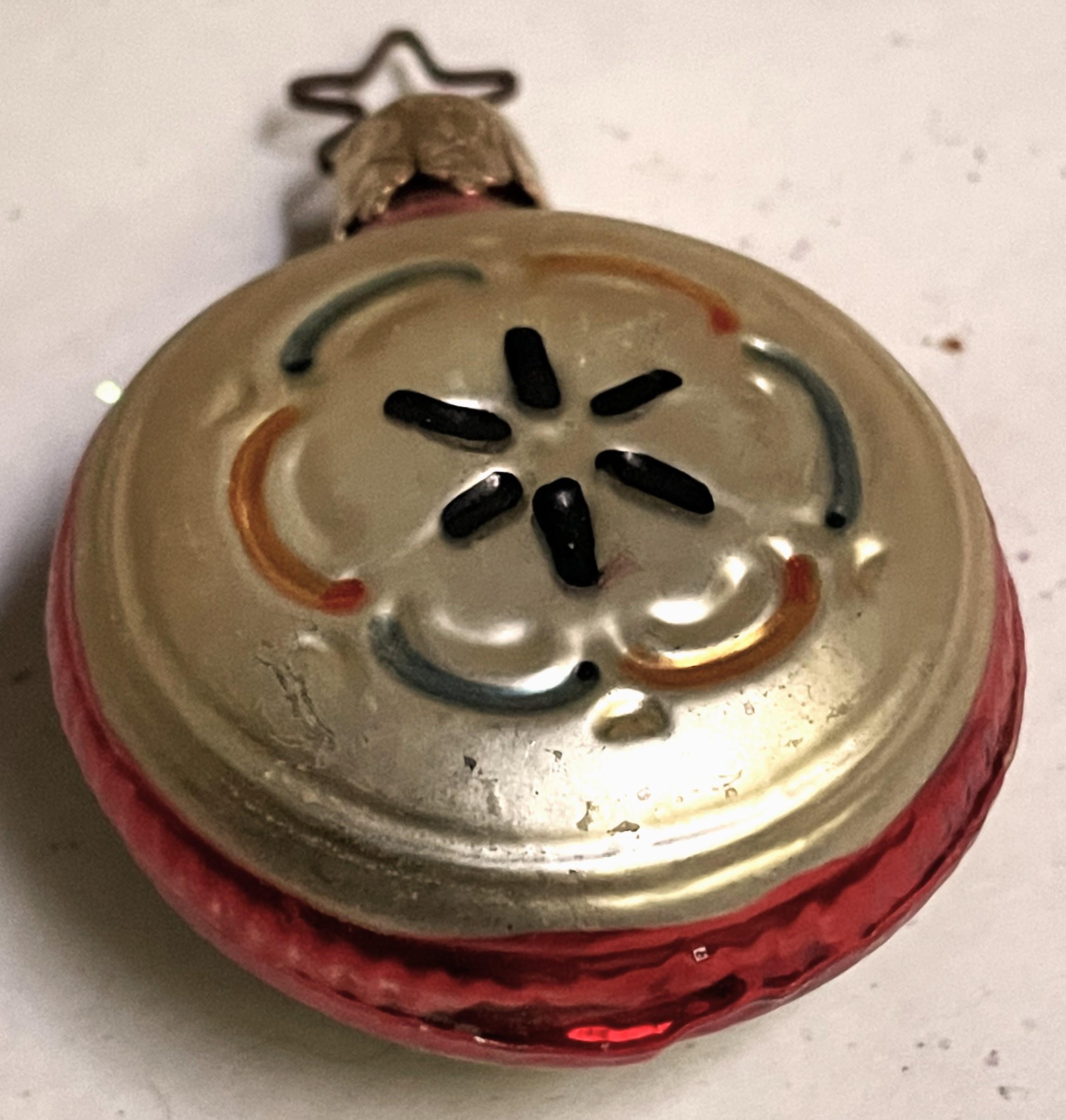 Blown Glass W. Germany Pocket Watch Clock Hand Blown Christmas Tree Ornament Decoration For Sale