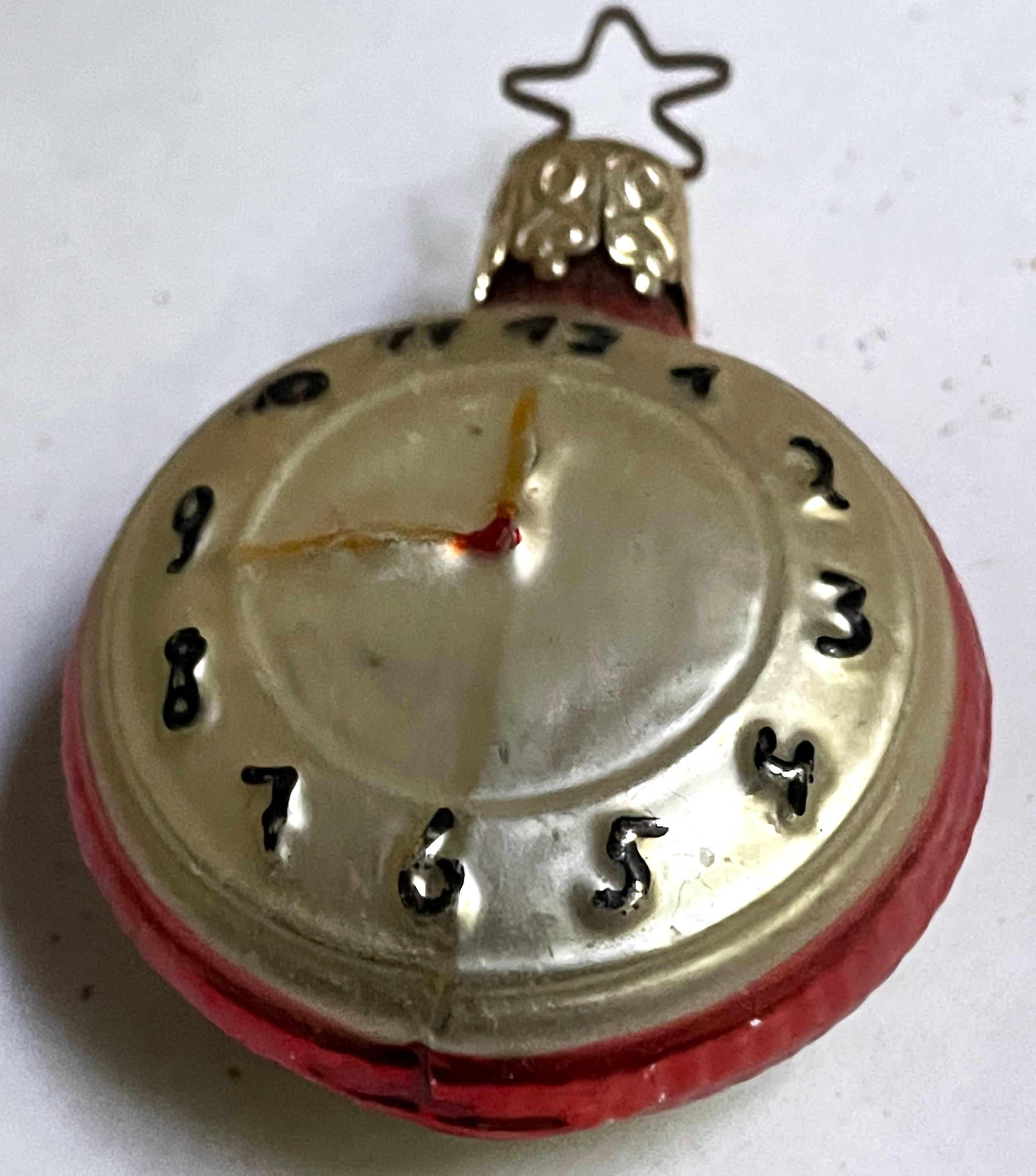 W. Germany Pocket Watch Clock Hand Blown Christmas Tree Ornament Decoration For Sale 1
