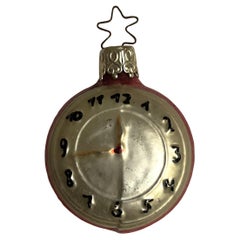 W. Germany Pocket Watch Clock Hand Blown Christmas Tree Ornament Decoration
