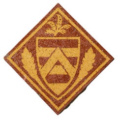 W. Piastrella ad encausto con disegno armoriale antico di Godwin