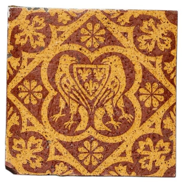 W. Godwin Antique Gothic Style Encaustic Tile For Sale