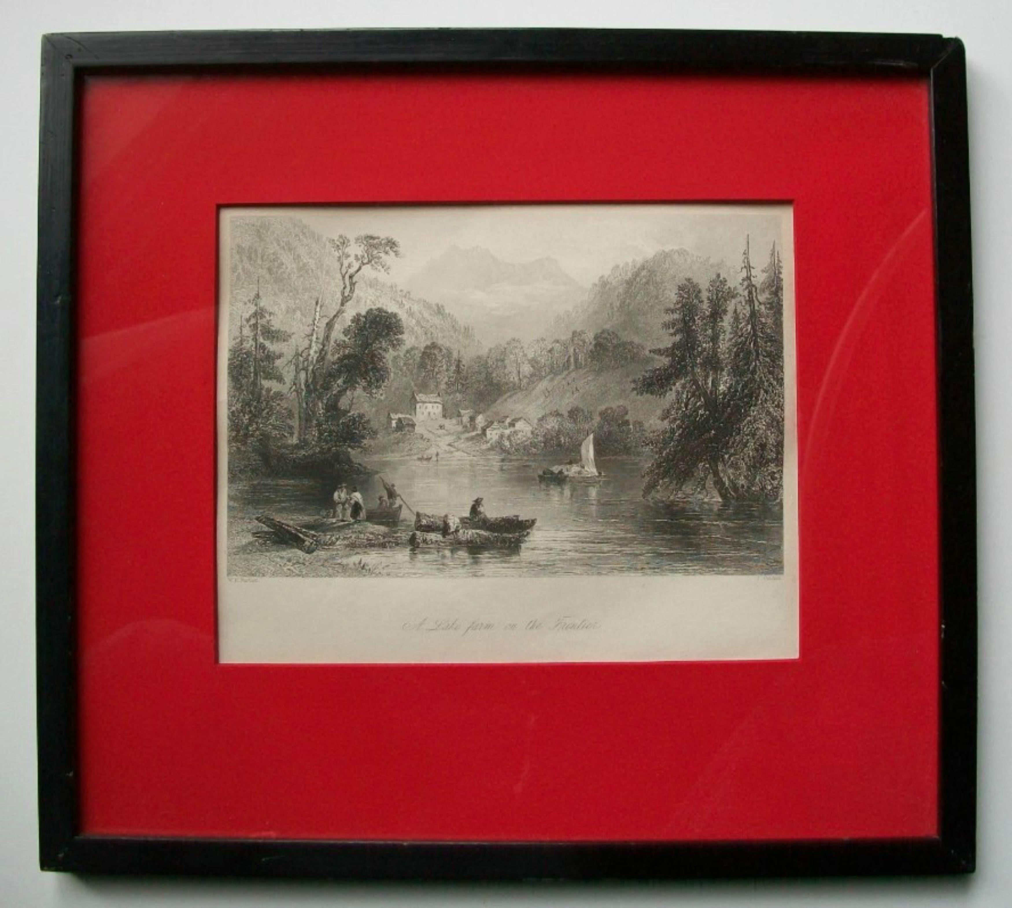 W. H. BARTLETT - A Lake Farm on the Frontier - Framed Engraving - Circa 1841 im Angebot 2
