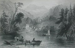 W. H. BARTLETT - A Lake Farm on the Frontier - Framed Engraving - Circa 1841