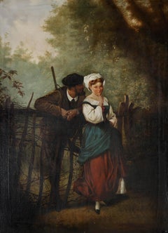 W. H. Chapman - Framed 1886 Oil, A Woodland Tryst