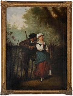 W. H. H. Chapman - Olio del 1886 incorniciato, "Una passeggiata nel bosco".