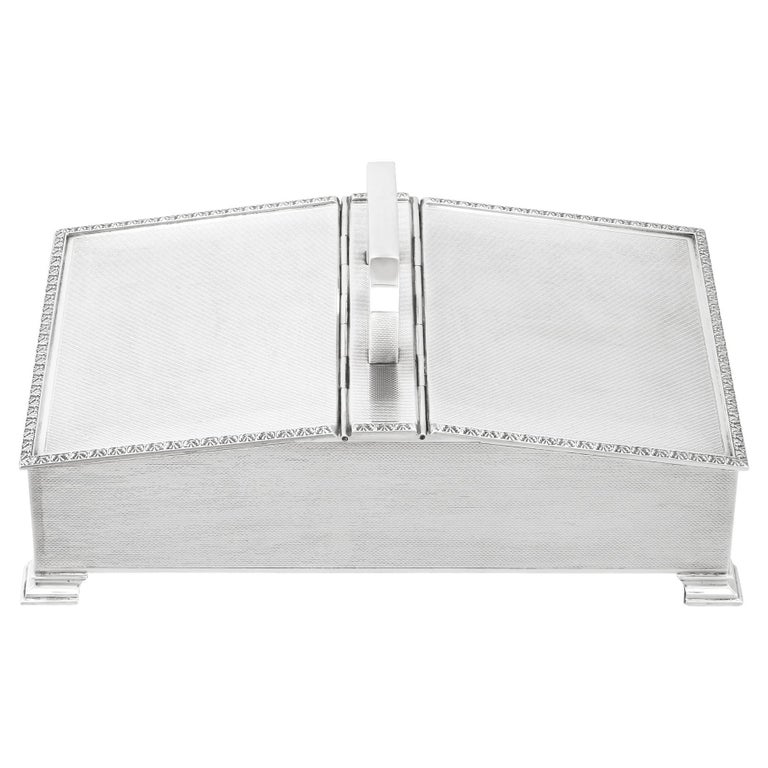 silver cigarette box for sale Art Deco Style 1960s Sterling Silver Cigarette Box For Sale at 1stDibs