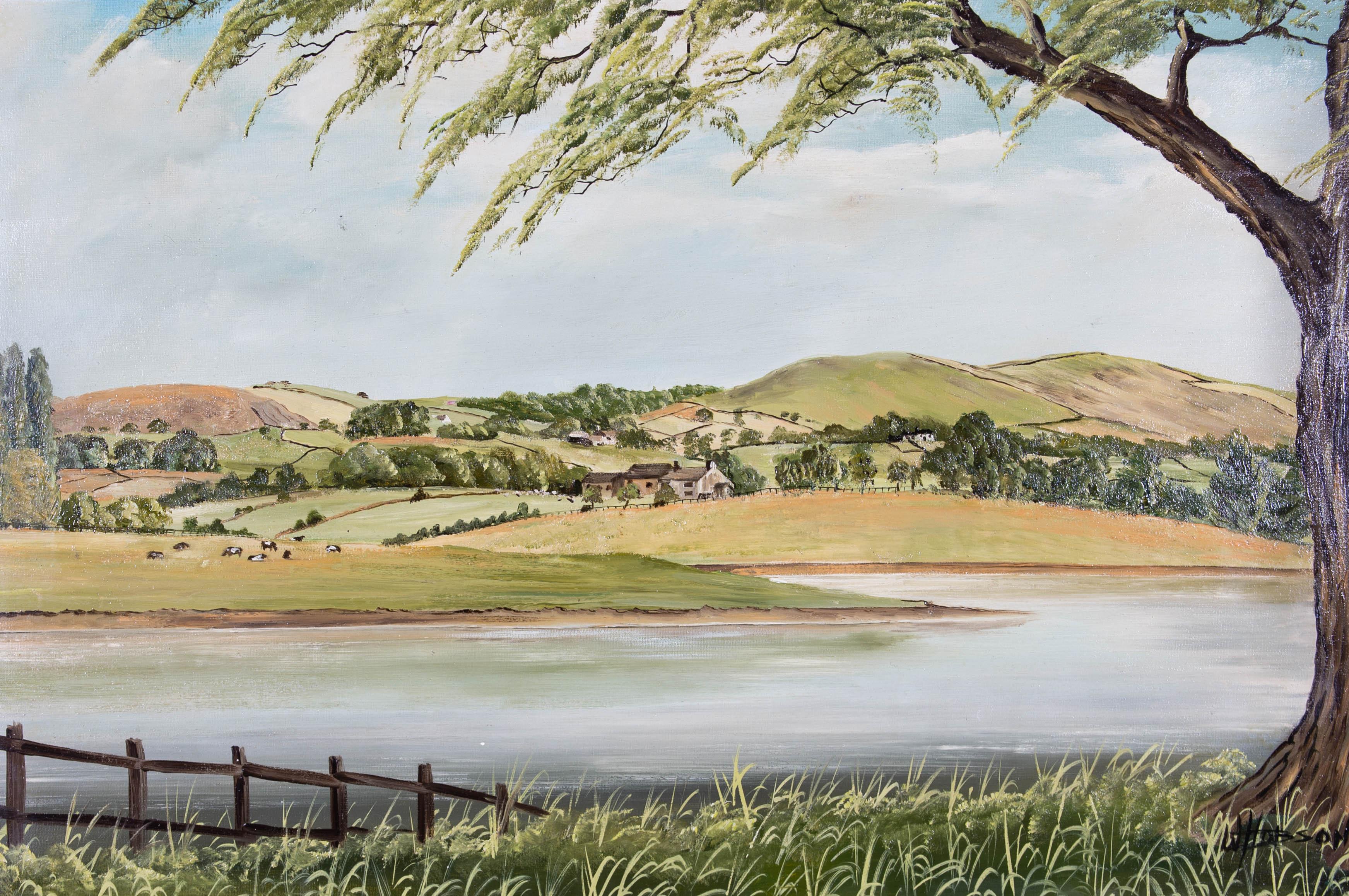 W. Hobson - Olio del XX secolo, Paesaggio di campagna 1