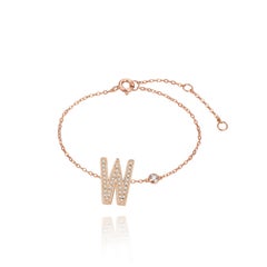W Initial Bezel Chain Anklet