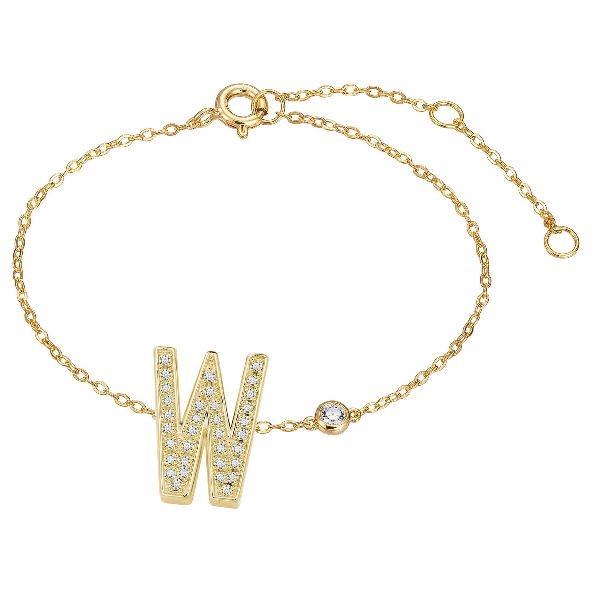 W Initial Bezel Chain Anklet For Sale