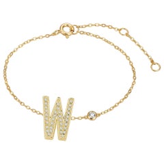 W Initial Bezel Chain Anklet