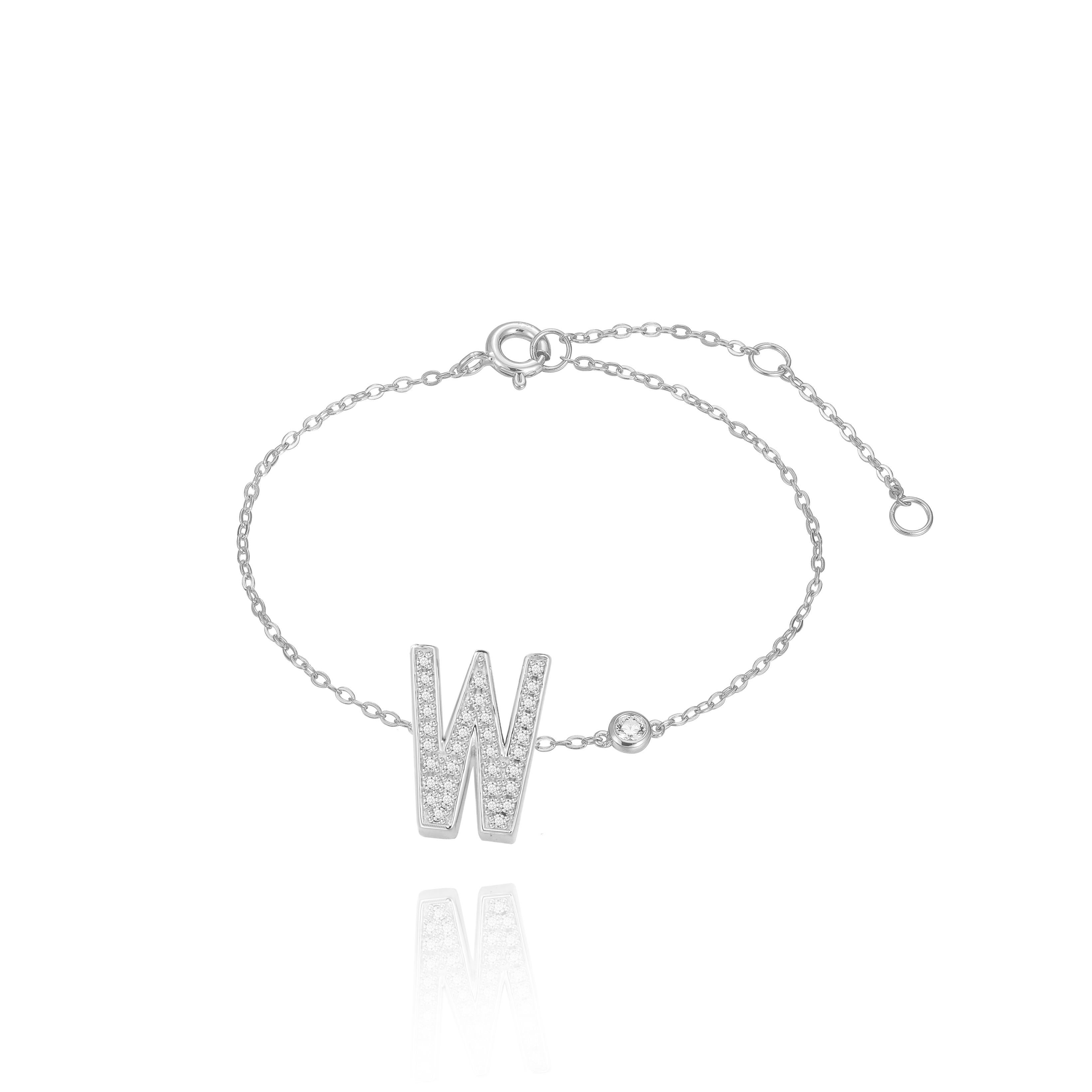 Modern W Initial Bezel Chain Bracelet For Sale