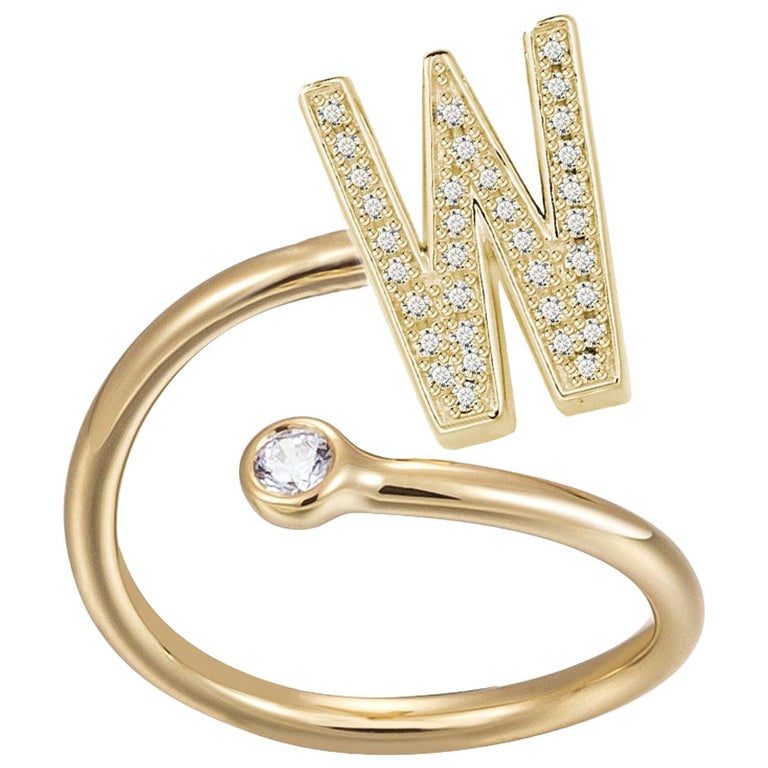 Wire Bezel Rings Customizable W Initial Bezel Wire Ring For Sale at 1stDibs