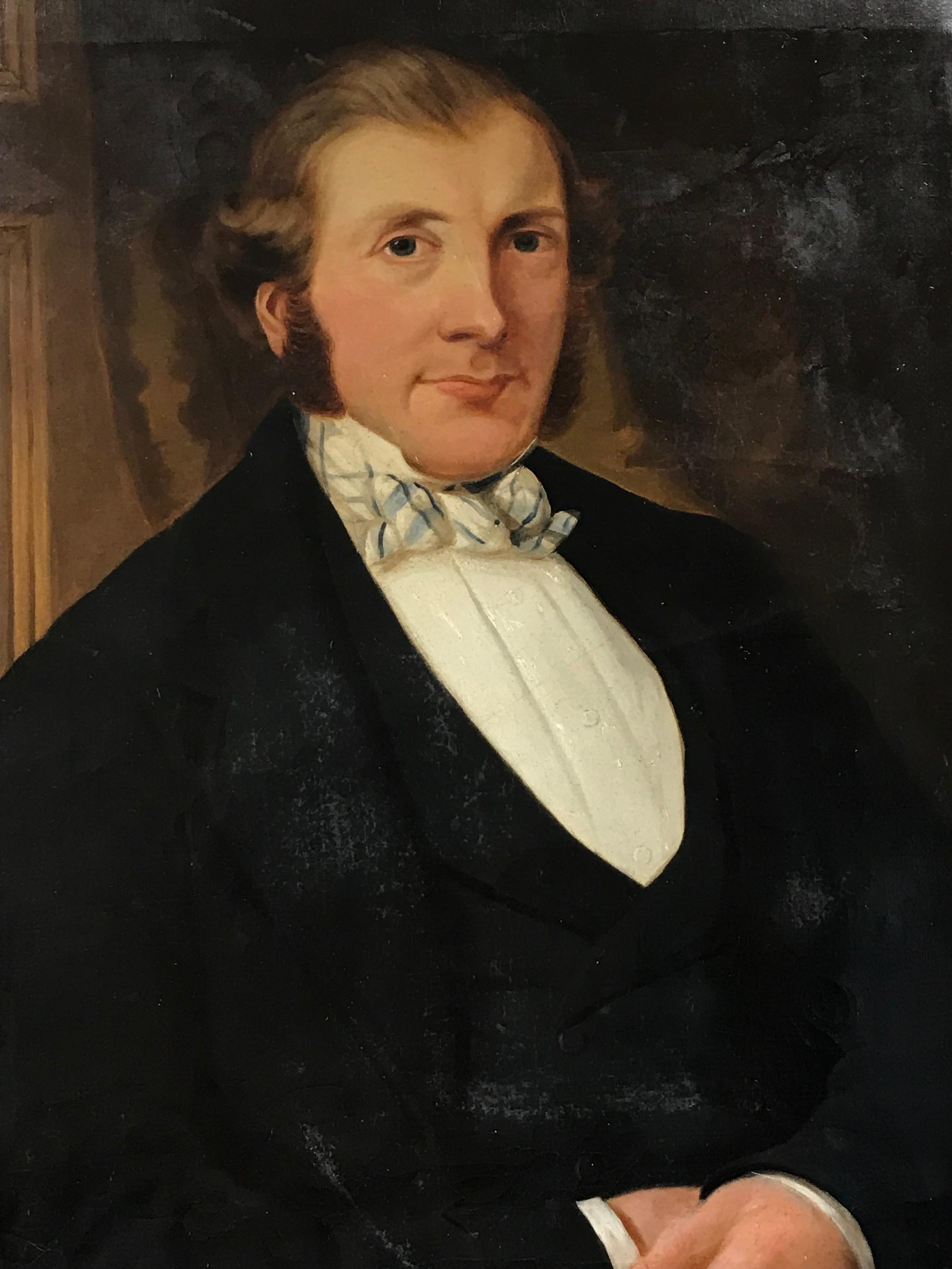 Ritratto gallese del 1850 di un gentiluomo di campagna, firmato e datato 1858 - Portrait Painting Nero di W. J. Chapman