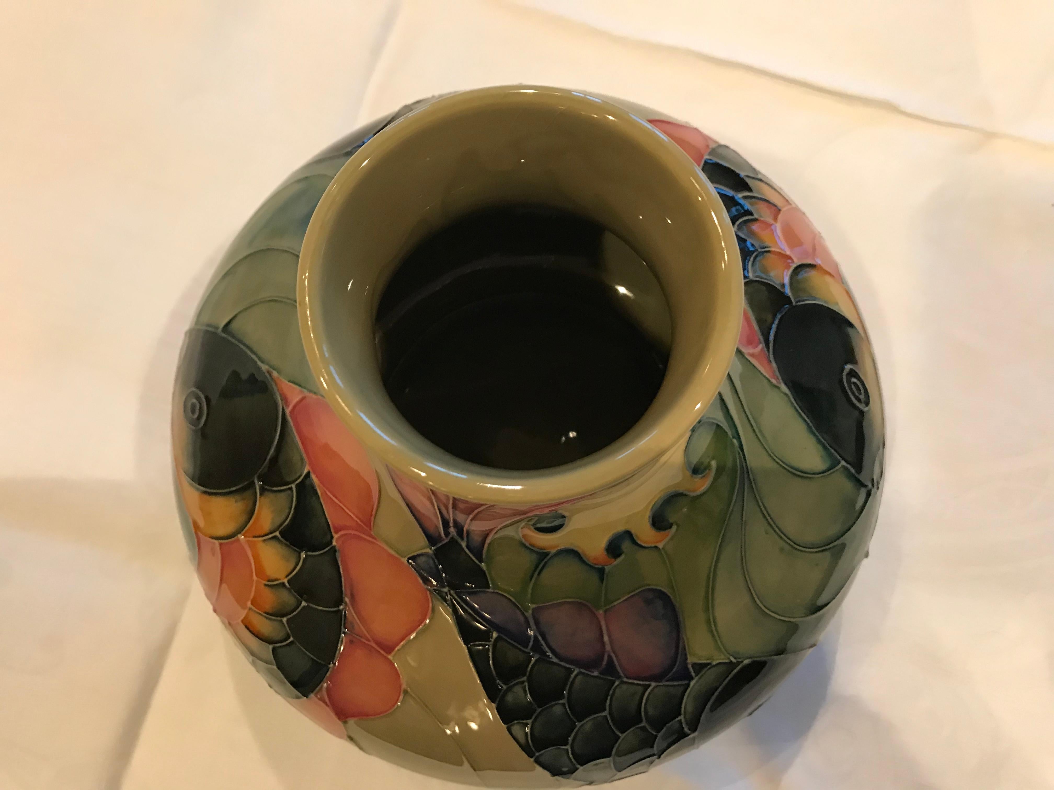 Glazed W. J. Moorcroft “Carp” Vase by Sally Tuffin, circa 1990 For Sale