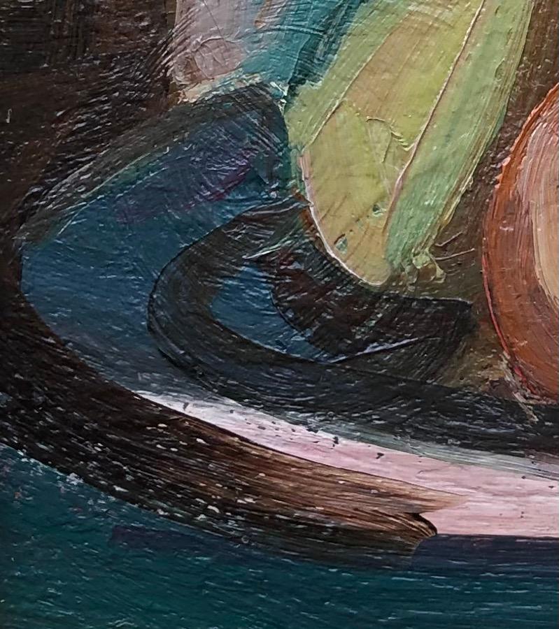 Arbeiten auf Leinwand
Geformter Rahmen aus Gips und vergoldetem Holz
35.5 x 41.5 x 7 cm