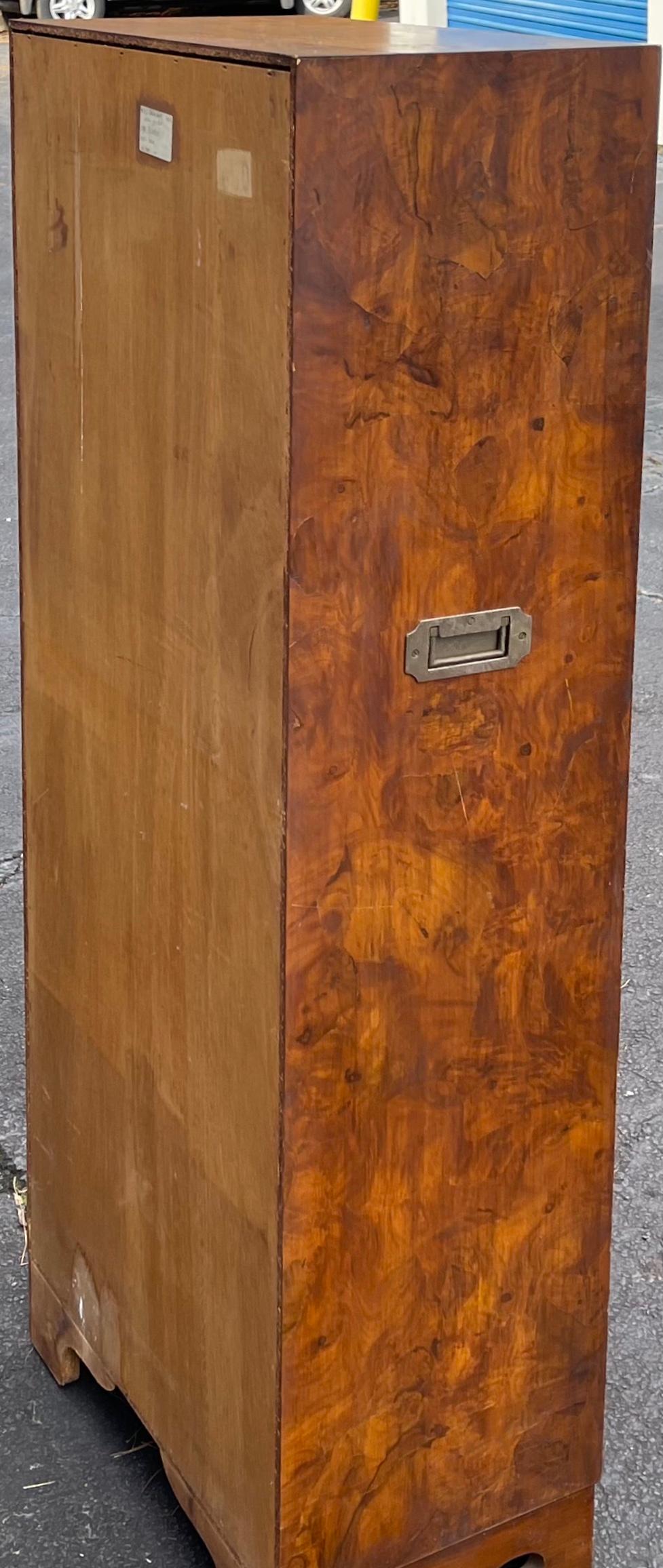 W. & J. Sloane Campaign Style Italian Burl Olive Wood Semanier or Chest In Good Condition In Kennesaw, GA