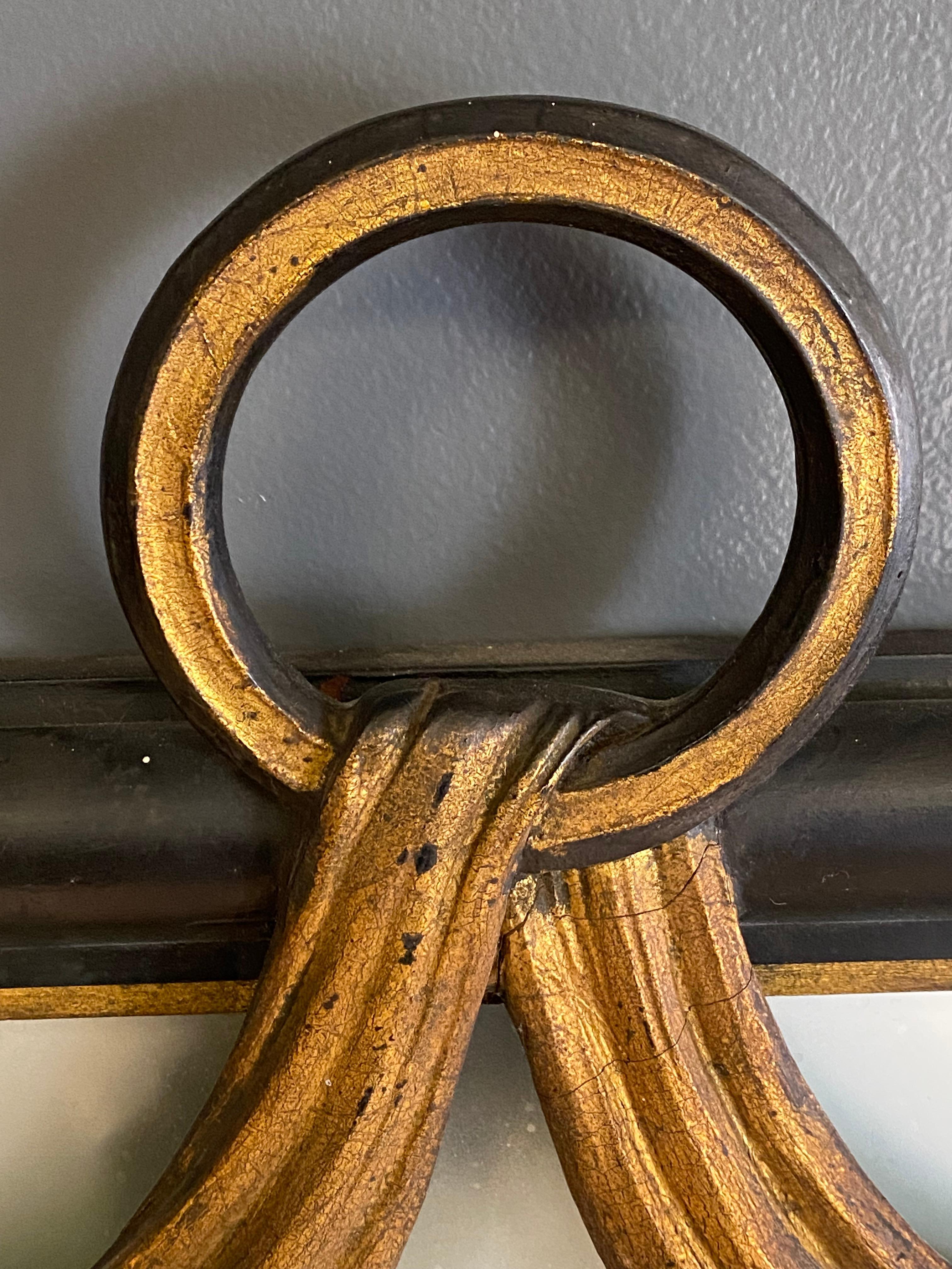 W. & J. Sloane Hollywood Regency Ebonized and Parcel Gilt Swag Wall Mirror 3