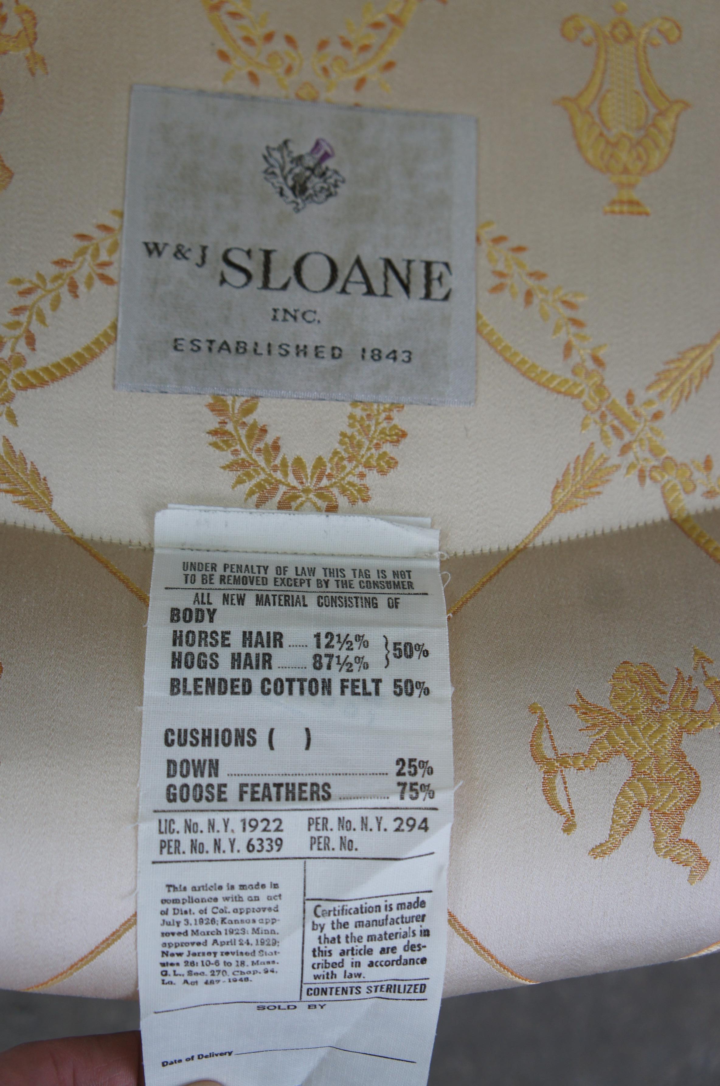 W & J Sloane Mid Century Französisch Nussbaum Louis XV Fauteuil Arm Stuhl Downfill Sitz im Angebot 5