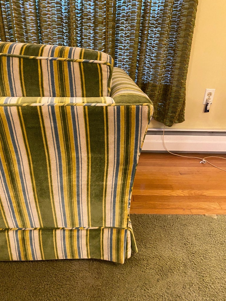 W. and J. Sloane New York Striped Velvet Traditional Sofa at 1stDibs