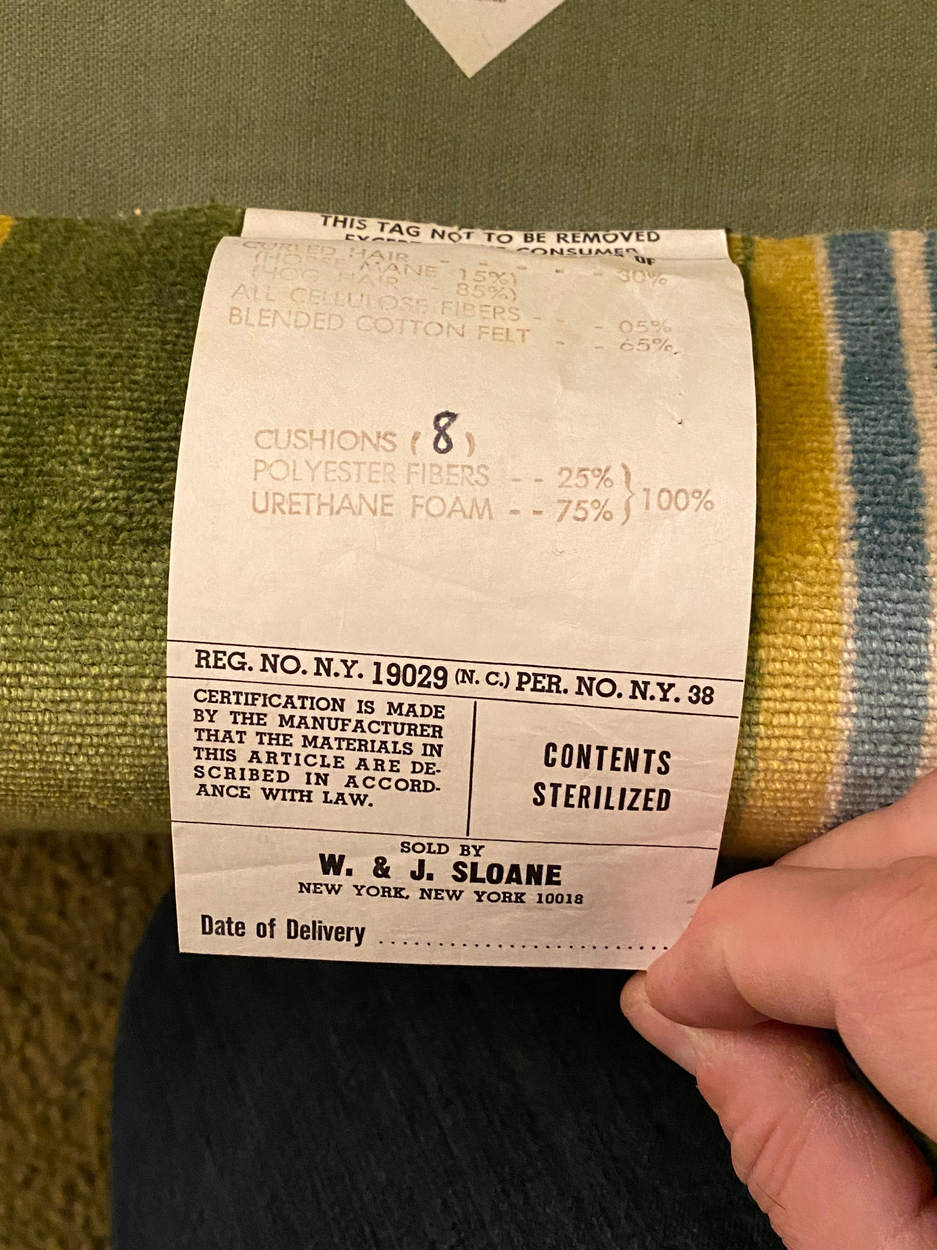 W. & J. Sloane New York Striped Velvet Traditional Sofa 3