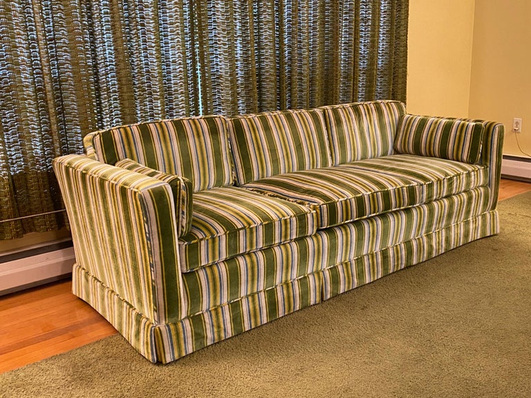 W. and J. Sloane New York Striped Velvet Traditional Sofa at