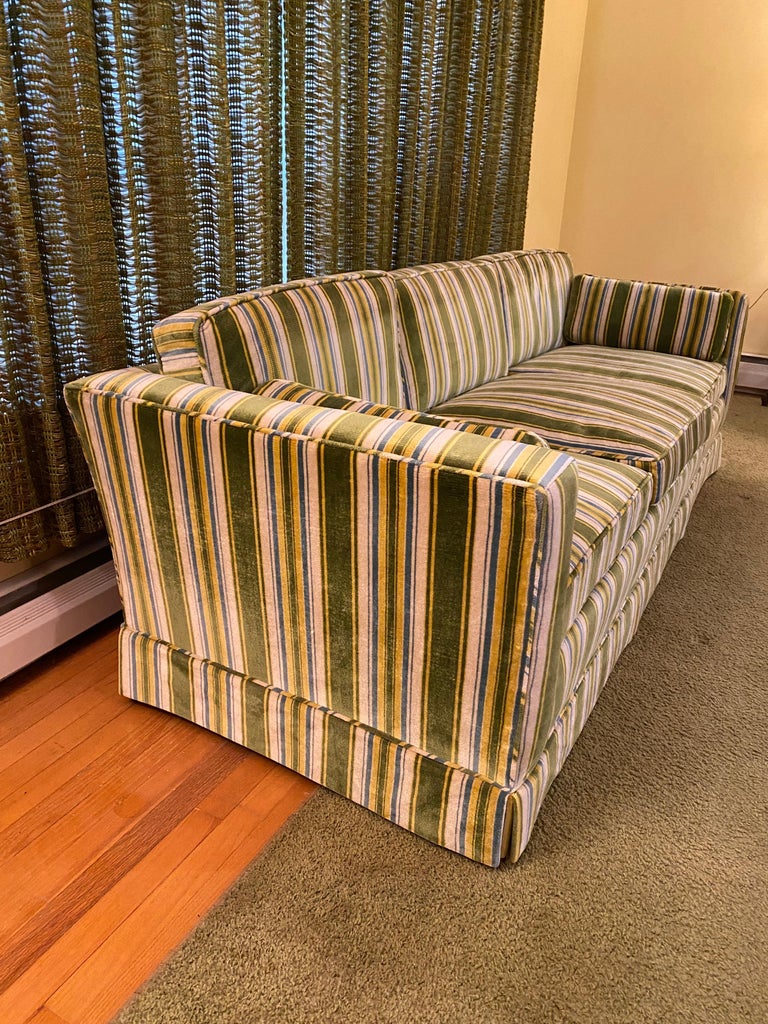 W. and J. Sloane New York Striped Velvet Traditional Sofa at 1stDibs