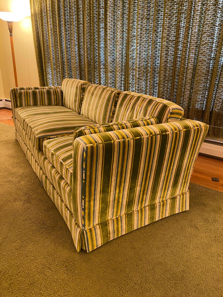 W. and J. Sloane New York Striped Velvet Traditional Sofa at 1stDibs