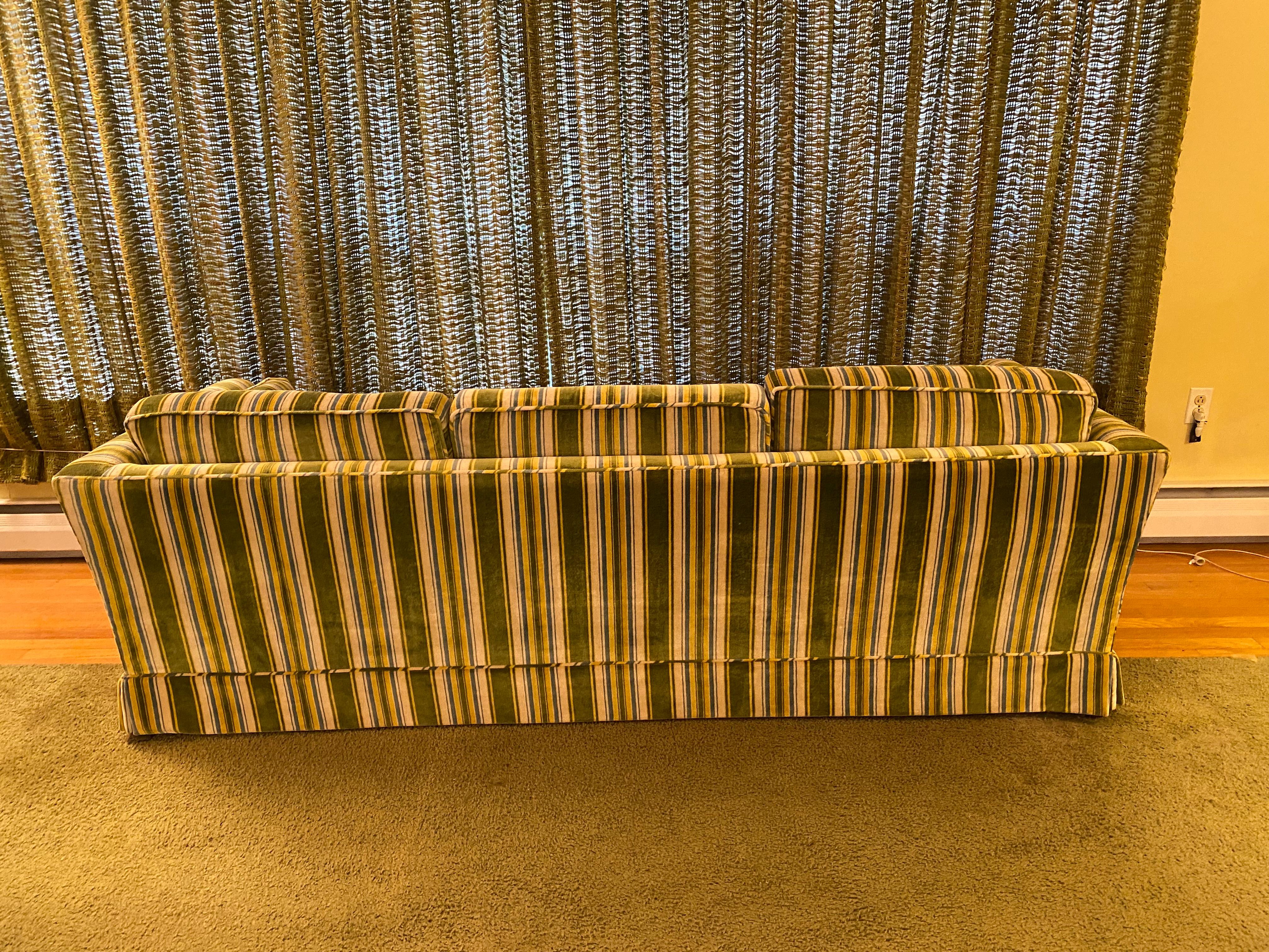 American W. & J. Sloane New York Striped Velvet Traditional Sofa