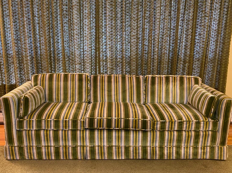 W. and J. Sloane New York Striped Velvet Traditional Sofa at 1stDibs