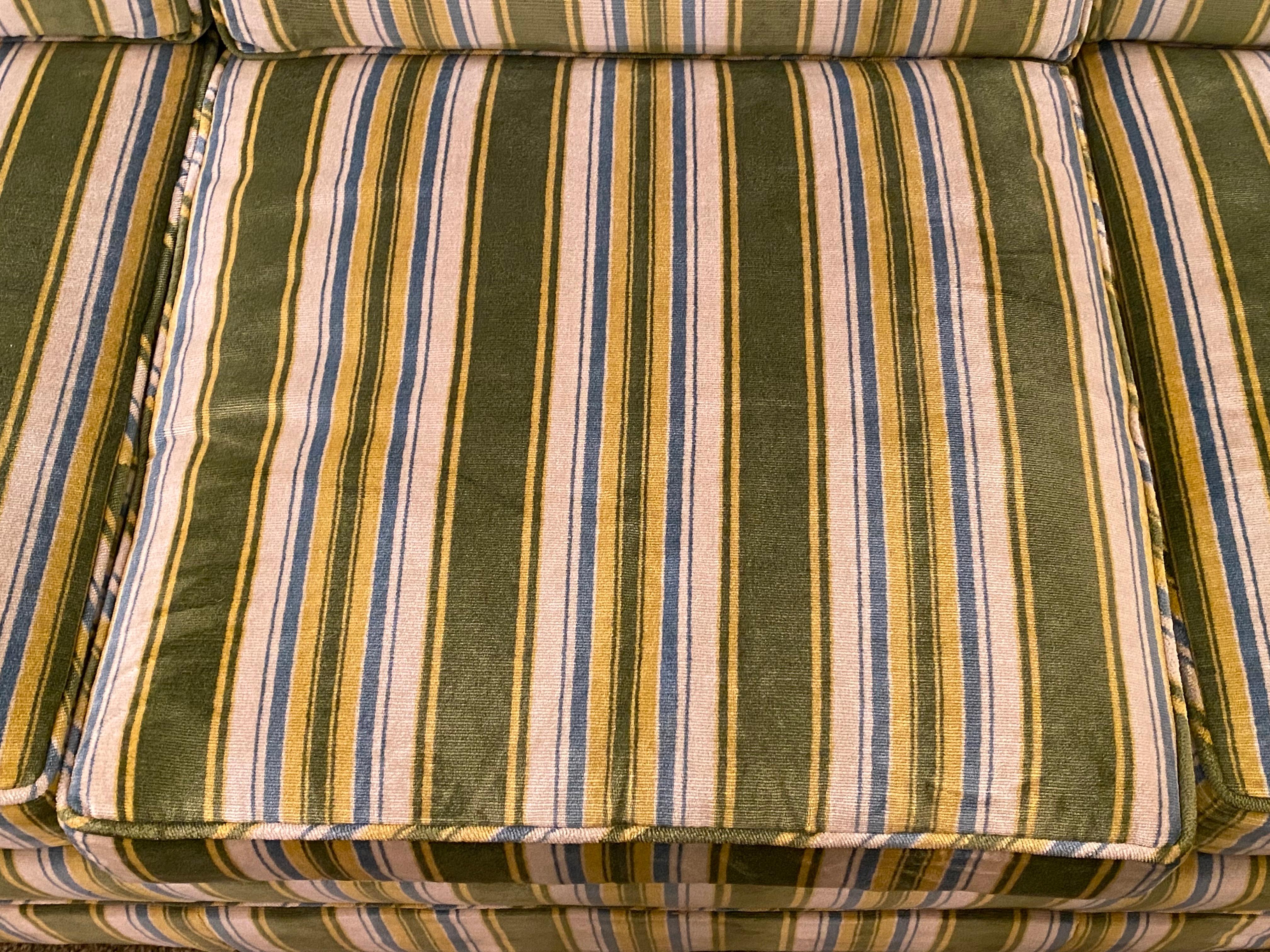 Mid-20th Century W. & J. Sloane New York Striped Velvet Traditional Sofa