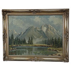 W. Kruegner, Summerly High Mountain Landscape with Alpine Lake and Watzmann