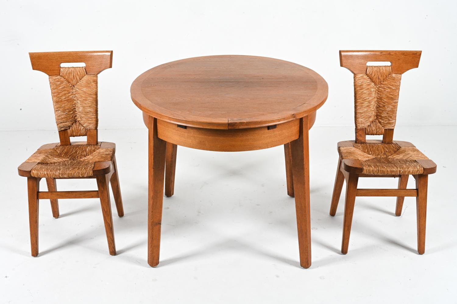 W. Kuyper Dutch Arts & Crafts Dining Suite in Oak & Rush, c. 1920s For Sale 5