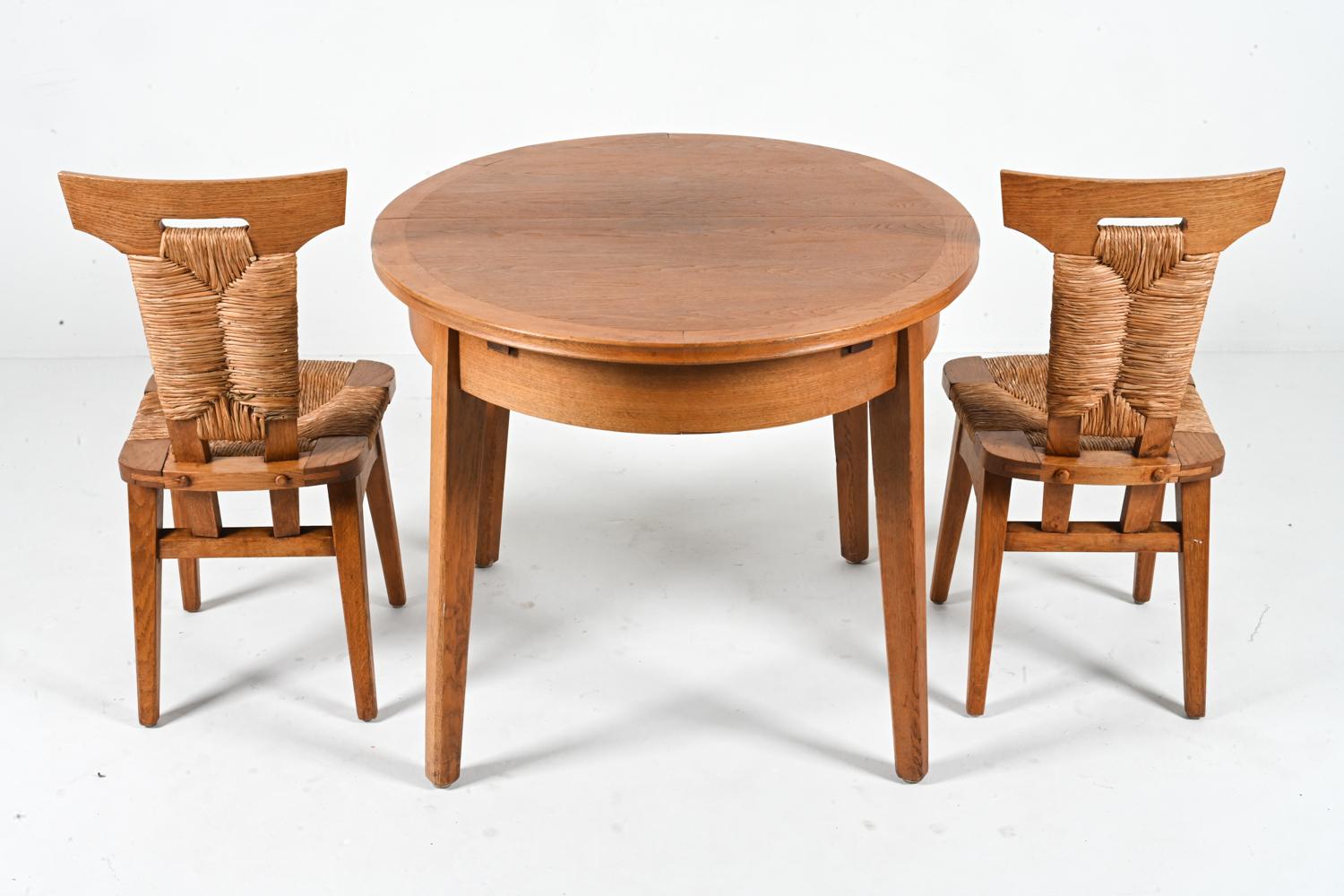 W. Kuyper Dutch Arts & Crafts Dining Suite in Oak & Rush, c. 1920s For Sale 9