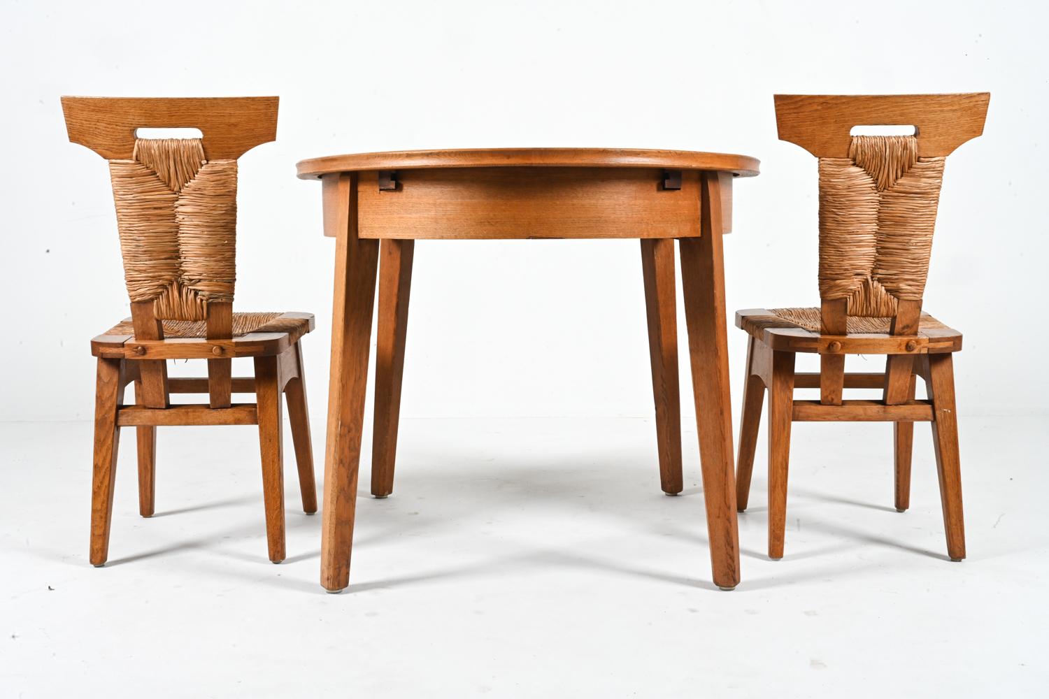 W. Kuyper Dutch Arts & Crafts Dining Suite in Oak & Rush, c. 1920s For Sale 10