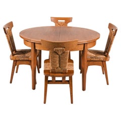 W. Kuyper Dutch Arts & Craft Dining Suite aus Eiche und Binsen, um 1920