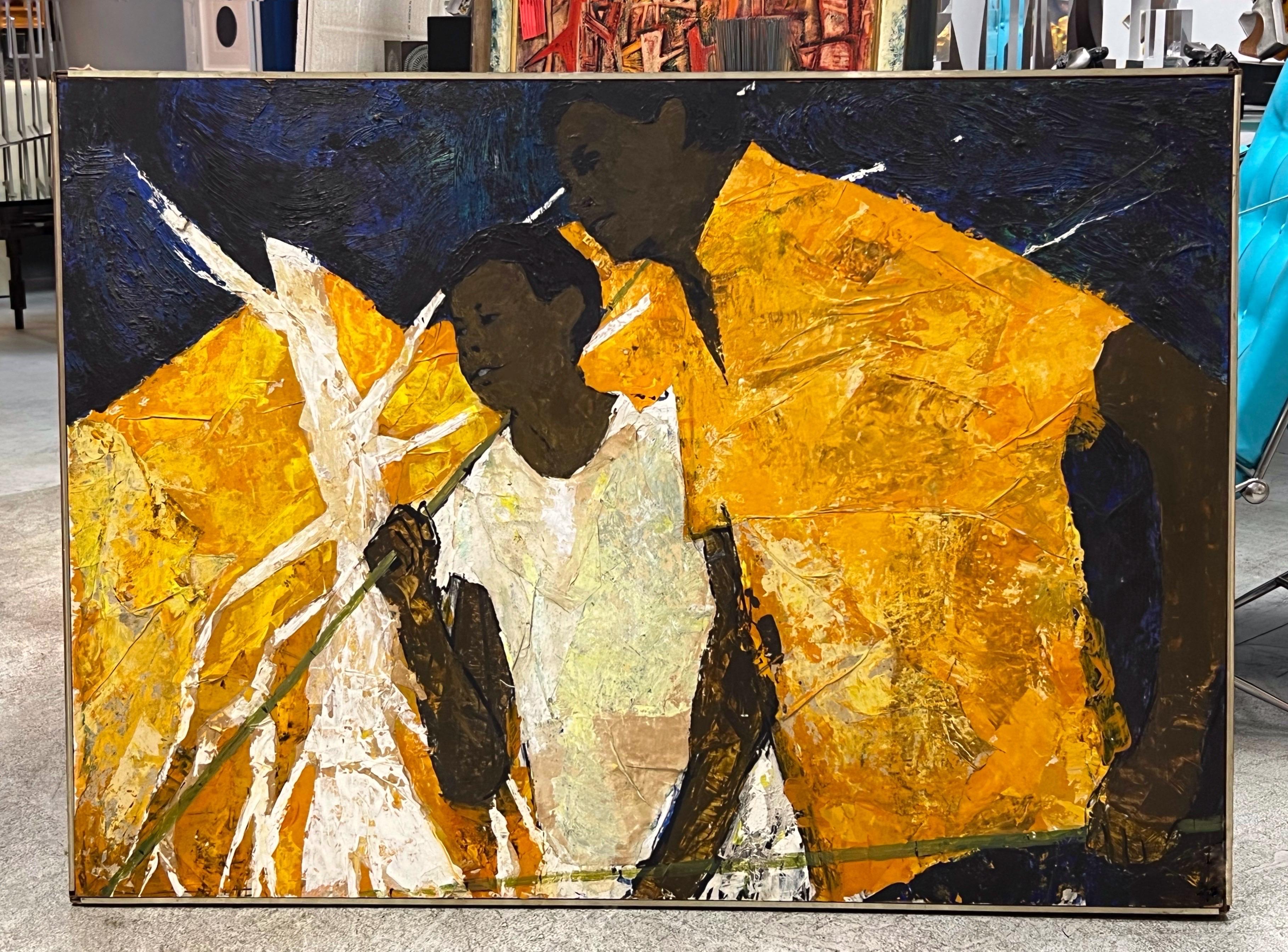 Bahamian and Son, peinture à l'huile sur panneau, W L Scruggs Bon état - En vente à Miami, FL